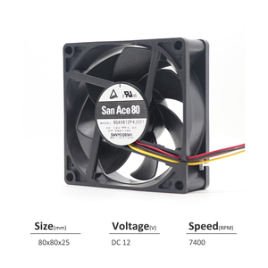 SANYO DENKI San Ace 9GA0812P4J001 80*80*25mm <b>12V</b> <b>DC</b> 7.2W 0.6A 73.0CFM 7400rpm Server and Telecom Equipment Axial Cooling Fan - Product Image 2