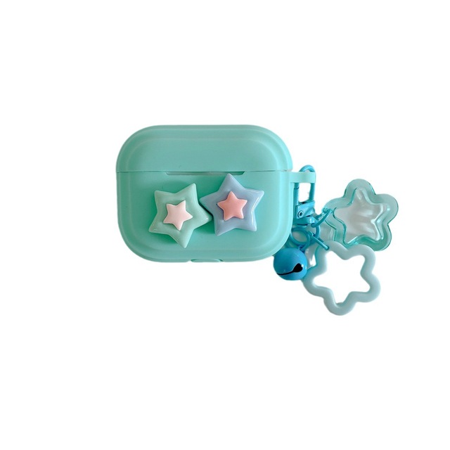 Customizable Cute Star Silicone Earbud Case with Bell Charm Shockproof for for