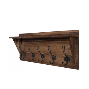 Moderno Perchero de <span class=keywords><strong>Pared</strong></span> Combinado de Acero Inoxidable y Madera con <span class=keywords><strong>Barra</strong></span> para Toallas y Ganchos, Organizador Colgante para Dormitorio, Sala de Estar y Baño - Product Image 4