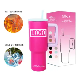 Hot Selling Sublimation 40 oz Tumbler with Handle and Straw Lid 2023 Travel Tumbler Insulated Reusable Stainless Steel Cup