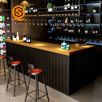 Meuble de bar de style industriel moderne en bois massif avec cadre en fer, restaurant, café, salon de thé, comptoir de réception, coin avant