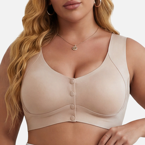 Sujetador de <span class=keywords><strong>lactancia</strong></span> sin costuras con botones frontales, talla grande, bralette de maternidad sin aros, tirantes anchos y alas laterales altas para suavizar la zona lateral. - Product Image 1