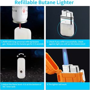 Encendedor de cigarrillos de Gas butano recargable con llama de chorro azul duradero, impermeable, a prueba de viento, antorcha de plástico portátil para fiesta, barbacoa, Camping - Product Image 2