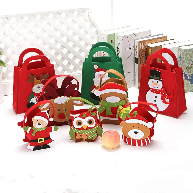 Christmas Candy Bag Gift Felt Xmas Tote Bag wrap Cookies Cake Party Favors Decor kid Pouch Santa Pants Treat Bag Wine Bottle