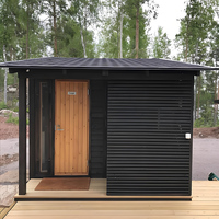 Kayu pinus Outdoor Modern Sauna elektrik, konstruksi kayu padat Pancuran es mandi kombinasi tradisi uap tradisional