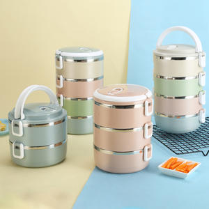 Set Regalo per Bambini e Studenti, Contenitore per Alimenti in Acciaio Inox a Tre Livelli, Isolato, Stile Nordico Ecologico, Logo Personalizzabile - Product Image 4