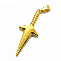Pendentif épée vintage de la clôture, 32mm, 1 pièce, pendentif de poignard en acier inoxydable, bijoux religieux pour hommes, croix en or
