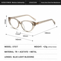Montures de lunettes optiques œil-de-chat tendance pour femmes, monture complète en TR+acétate, charnière à ressort, anti-lumière bleue pour ordinateur, vente en gros