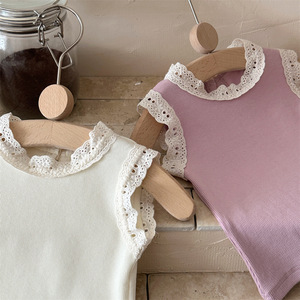 Hauts à manches courtes en coton côtelé à volants pour petites filles, vêtements d'été - Product Image 5