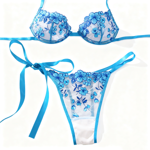 Completo Intimo Sexy da Donna con Ricamo Floreale, Delicato Set Fatato in Pizzo a <span class=keywords><strong>2</strong></span> Pezzi - Product Image 2