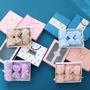 Ensemble cadeau de bonnet de bain <span class=keywords><strong>et</strong></span> bandeau pour achat groupé, boîte de décoration de mariage, cadeau de retour pour célébration, serviette en polaire corail, cadeau ours en peluche - Product Image 4