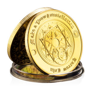 Châu Âu Mỹ tarots Mặt trời Mặt Trăng Đồng Xu mạ vàng chòm sao may mắn cho tình yêu có nhu cầu kim loại tiền xu với UV in logo - Product Image 2