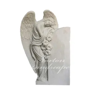 사용자 정의 디자인 화이트 스톤 대리석 천사 조각 묘석 화강암 나비 묘석 어린이 묘석