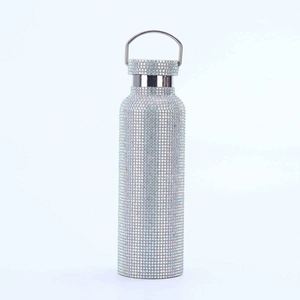 Glam Stainless Steel Vacuum Water Bottle Handle Lid <b>Glitter</b> Design <b>for</b> Travel 600ml Thermal Insulation 0-6 Hours Pink Gold - Product Image 5