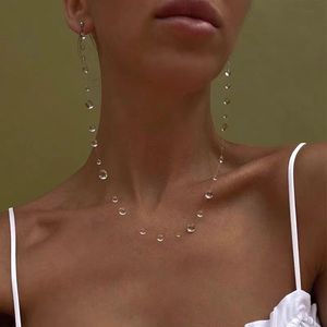Elegant Clear Teardrop Floating Acrylic Jewelry Dewdrop Necklace Transparent Water Drop <b>Beaded</b> Necklace Set - Product Image 1