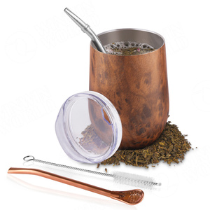 Taza de Erba <span class=keywords><strong>Mate</strong></span> de doble pared de acero inoxidable, tazas de <span class=keywords><strong>Mate</strong></span> negra con paja - Product Image 2