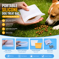 Sac de dressage pour chien en silicone étanche, couleur unie, en stock, pour promenades et friandises