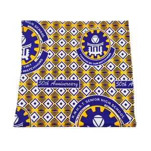 قماش طباعة شمع الصانع الذكرى الأفريقي غانا المملكة المتحدة الحقيقي مطبوعات الشمع النسيج مع شعار
