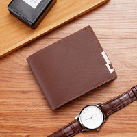 Dompet Pendek Anti Maling Pria JIANGBAO Gaya Korea Berbingkai Besi Horizontal Multi-Kartu untuk Pria Muda Tempat Kartu Trendy