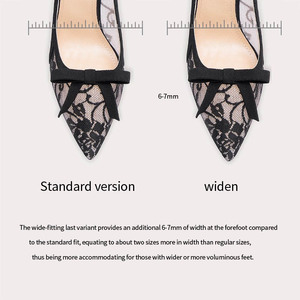 Femmes <span class=keywords><strong>Noir</strong></span> Dentelle Sexy Pointed Toe Shoes Stiletto High Heels Slip on Shoes High Heels Dressy Wedding Party Shoes - Product Image 5