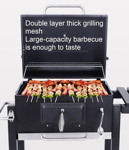 Backyard Outdoor Kitchen Barbecue Smoker Large <b>Trolley</b> Garden Party Black Flambe <b>Trolley</b> Bbq Charcoal Grill Carbon Steel - Product Image 5