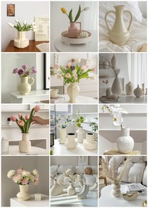 Ensemble de vases à fleurs artificielles, vase à fleurs en céramique de style INS, vases décoratifs pour la maison, centre de table de mariage - Product Image 6