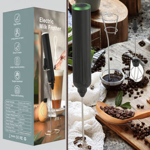 Mousseur à lait électrique en acier inoxydable avec support pour café <span class=keywords><strong>et</strong></span> thé, outils de préparation de café <span class=keywords><strong>et</strong></span> de thé en boîte, y compris un moulin - Product Image 5