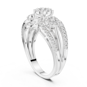 Anillo de Diamantes Plateado, Joyería Elegante y Brillante para Mujer, Perfecto para Regalo de Boda, Compromiso, Aniversario y Uso Diario - Product Image 1