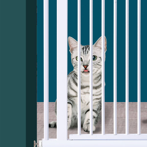 Barrière de sécurité rétractable <span class=keywords><strong>extra</strong></span> haute en acier inoxydable pour animaux de compagnie et enfants - Protection bébé - Étiquette personnalisée - Product Image 2