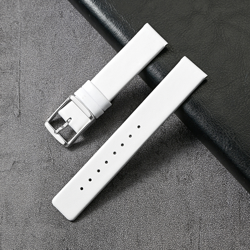 Pin Wale White+Silver Buckle