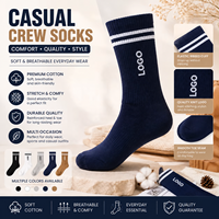 Chaussettes pour hommes en coton mélangé écologique, respirantes, tricotées, avec logo personnalisé, brodées, bleues, pour les sports de plein air, fabriquées en usine