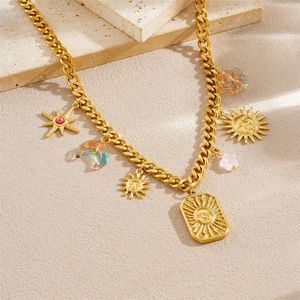Sun Moon Star Gold Plated Necklace <b>Bracelet</b> <b>Set</b> Zinc Alloy Unisex Jewelry Fashion Accessories - Product Image 2