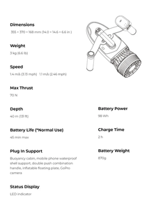 Scooter Subacuático Eléctrico Portátil, Batería de Litio de 24V 6AH, 40-90min de Autonomía, para Natación, Snorkel, Buceo, Deportes Acuáticos Familiares - Product Image 5