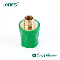 Adaptateur fileté mâle PPR Ledes avec insert en laiton, raccord PPR vert pour l'alimentation en eau