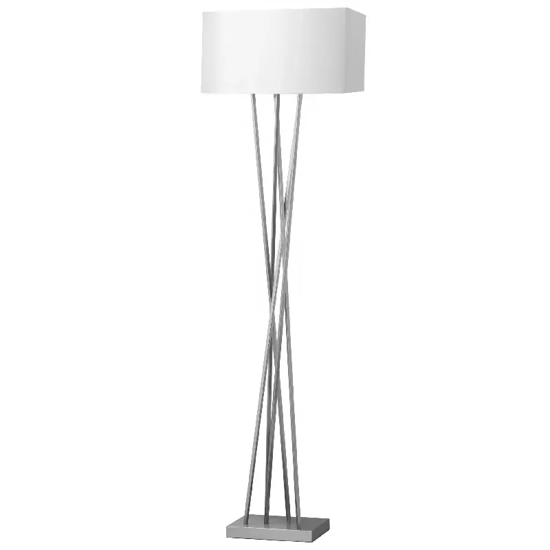 Moderne Antieke Ontwerp Eenvoudige Stof Schaduw Zilver Nordic Woondecoratie Woonkamer Slaapkamer Vloerlamp