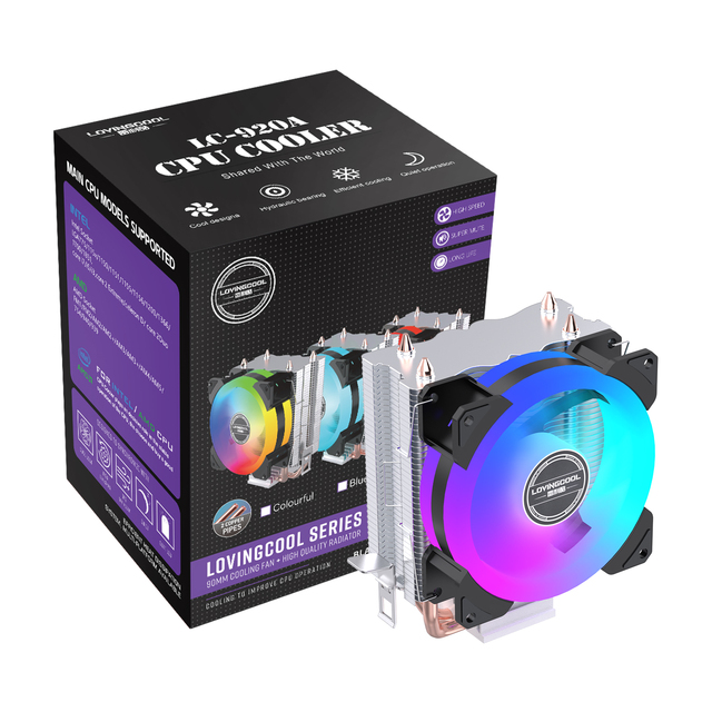 Lovingcool 90mm CPU Cooler with 2 Copper Heatpipes Cpu Cooling Fan for Pc Processor Intel LGA1700 1155 Amd Am5 Cpu Fan