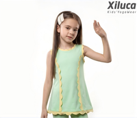 Robe-short personnalisée pour enfants avec short intégré, style évasé doux, tenue de danse décontractée, vêtements d'été de boutique, fournisseur