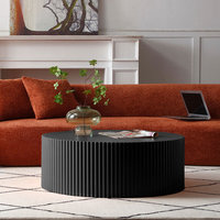 Vente chaude Table basse moderne de grande taille Table centrale ronde noire pour salon intérieur et extérieur