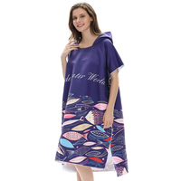 Tissu de plage en microfibre personnalisé, coupe-vent, Portable, pour adultes, à capuche, serviettes de Surf Poncho