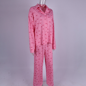 Pijama QINSI Personalizado de Dos Piezas en Algodón para Mujer con Estampado de Lazo, Manga Larga y Bolsillo - Product Image 5