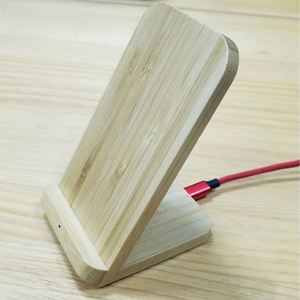 OEM Logo Modern Portable Sustainable Twin Coil Bamboo Wood <b>Electric</b> PD Fast Charging 15W Wireless Charger Stand <b>Desk</b> Organizer - Product Image 3