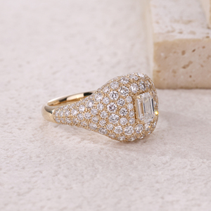 Promotionnel Belle 18K Jaune Or Massif Haute Qualité Émeraude Cut Lab Grown Diamond Bague de Fiançailles Rhodium Femmes Fête - Product Image 5