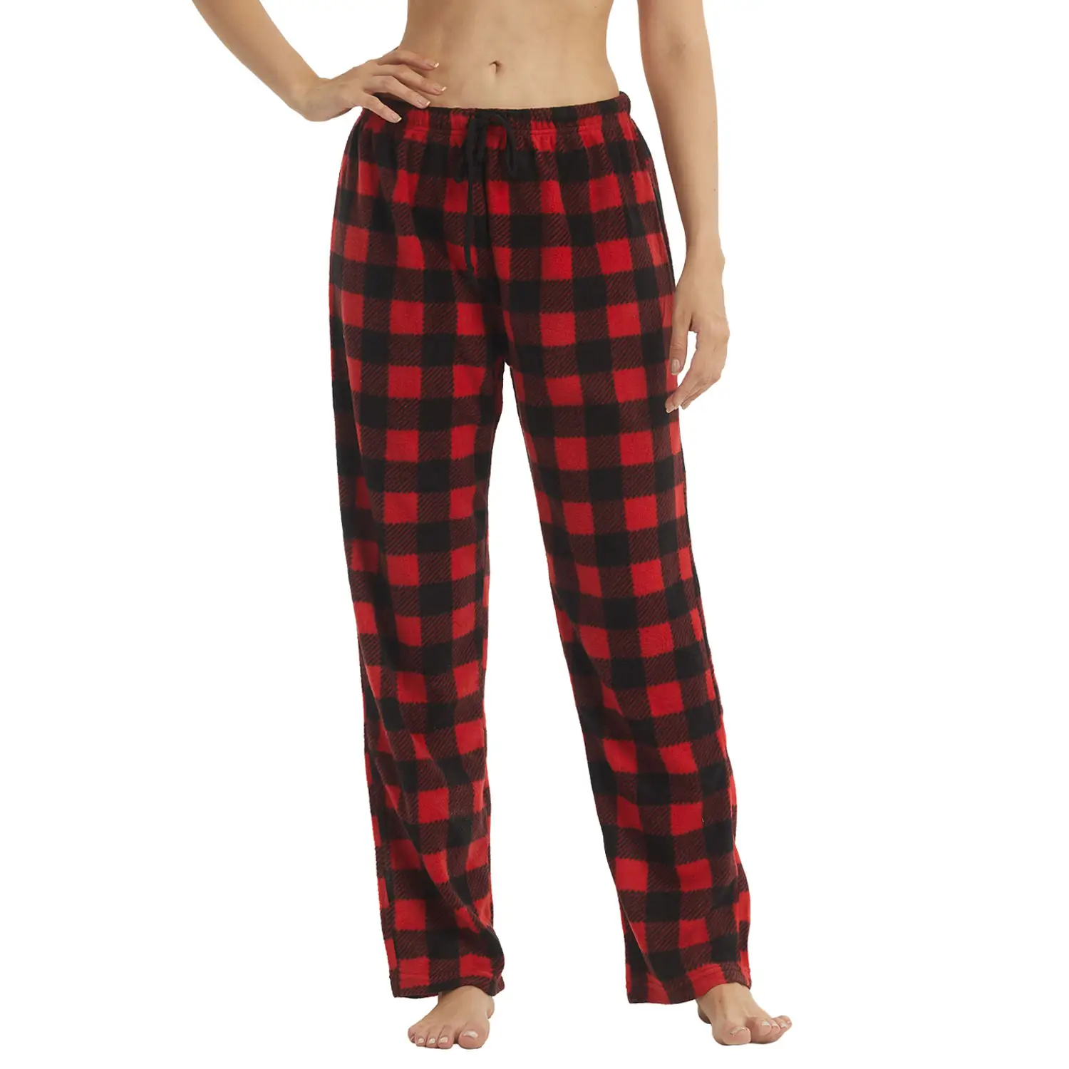 Christmas Pajama Pants for Women Fuzzy Pack Long Fleece Buffalo Plaid Pj Bottoms Soft Drawstring Lounge Sleepwear