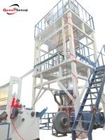 Machine de soufflage de film plastique automatique à grande vitesse à double couche ABA (LDPE, HDPE, LLDPE) par co-extrusion, modèle QS-ABA1800, du fabricant d'usine