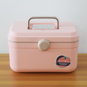 Medicine <b>Box</b> Plastic Pill Storage Case With Handle For Household Healthcare Pink Blue <b>Mixed</b> Colors - Product Image 2