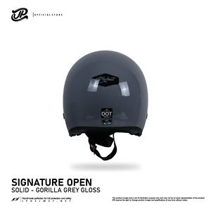 El casco retro de media cara JP Signature en gris gorila brillante combina el icónico diseño abierto con una elegante durabilidad. - Product Image 5