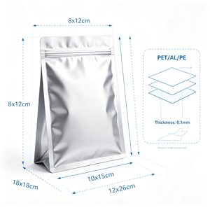 ถุงซิปล็อคพลาสติกสีเงินแบบตั้งได้ สำหรับบรรจุภัณฑ์อาหารผงแบบซอง - Product Image 2