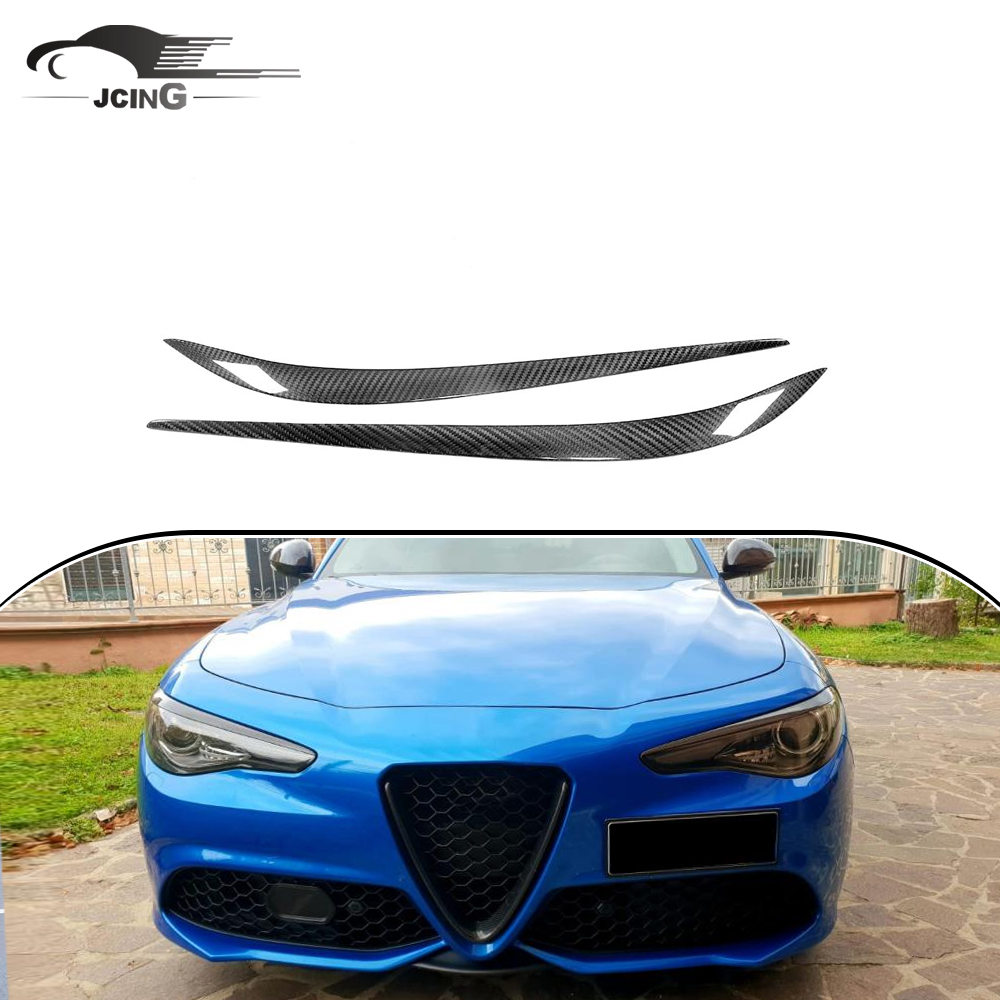 Сухие брови для фар из углеродного волокна для Alfa Romeo Giulia Quadrifoglio Base Quadrifoglio Verde/TI Sedan 2015-2018