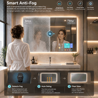 Miroir de salle de bain intelligent pour hôtel, mural, anti-buée, avec éclairage LED, miroir de vanité avec WiFi et Bluetooth