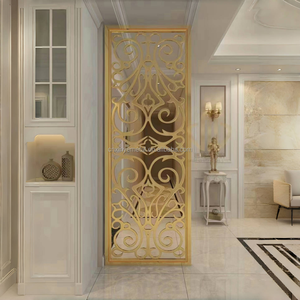 Divisor <span class=keywords><strong>de</strong></span> pantalla <span class=keywords><strong>de</strong></span> un solo panel <span class=keywords><strong>de</strong></span> aluminio cortado con láser, partición tallada en Metal, separación plateada, decoración <span class=keywords><strong>de</strong></span> ingeniería <span class=keywords><strong>de</strong></span> proyectos - Product Image 4